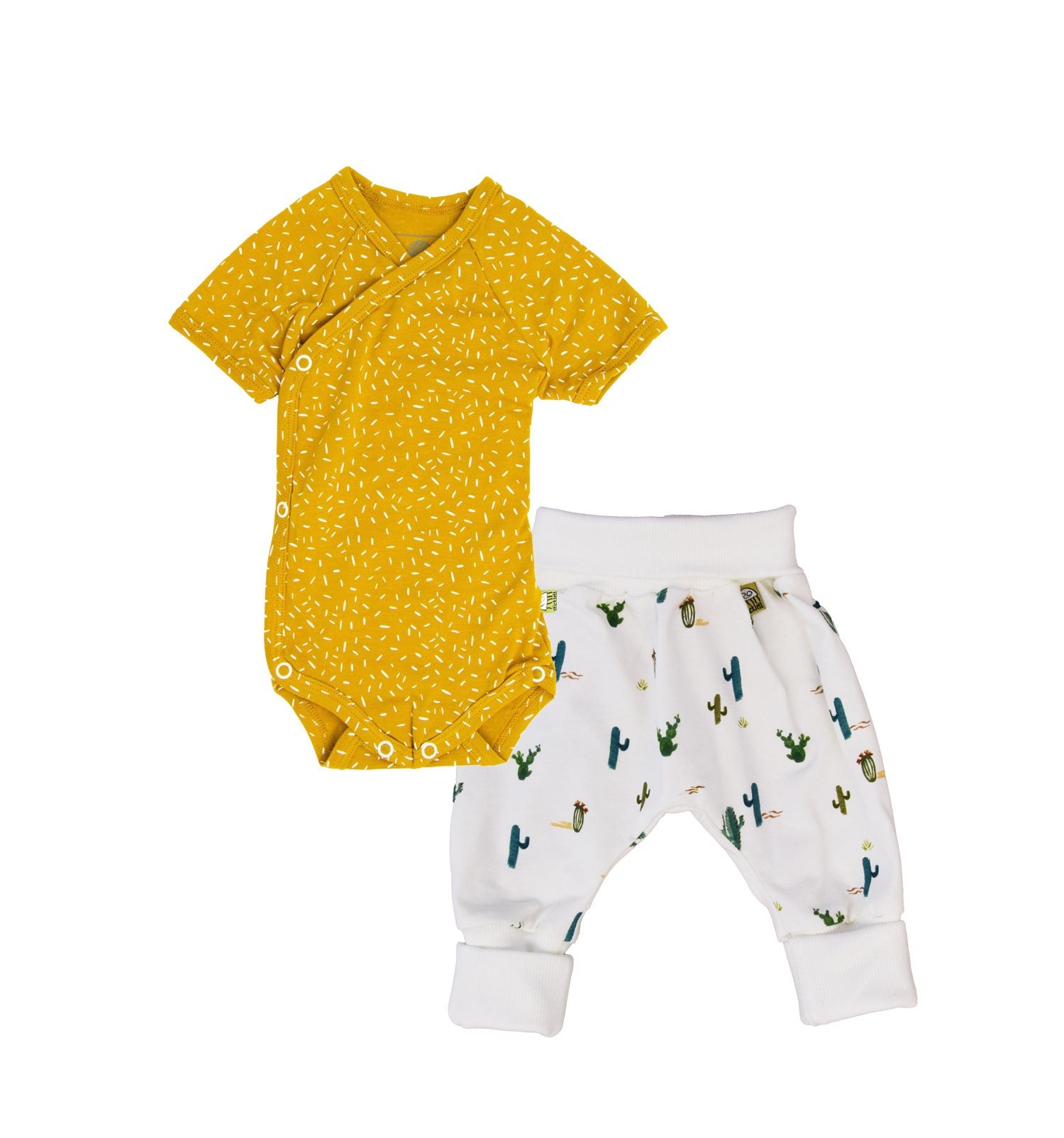Baby Zweiteiler Wickelbody und Hose in gelb