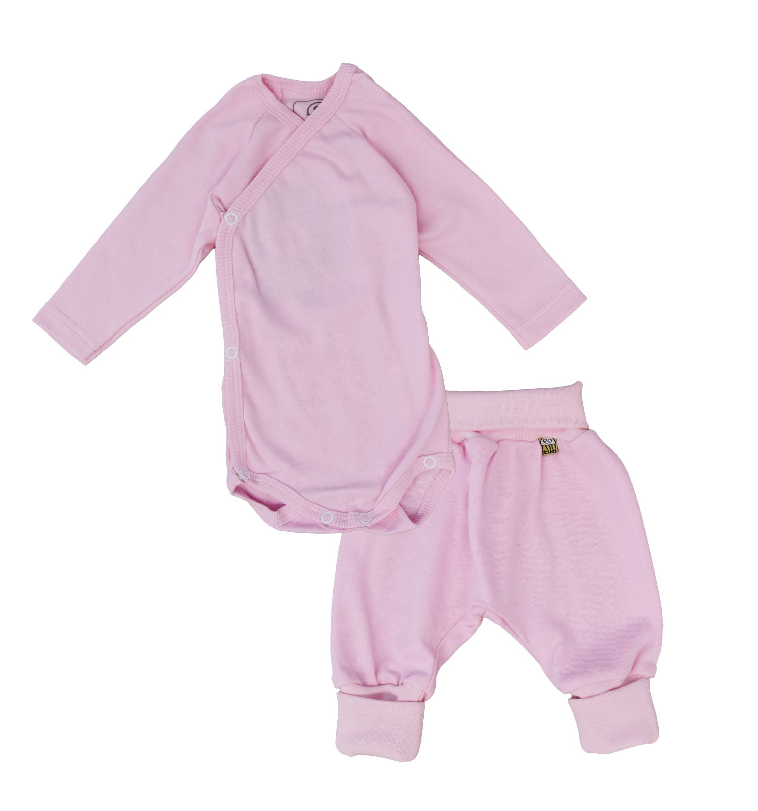 Baby Zweiteiler Wickelbody und Hose in rosa