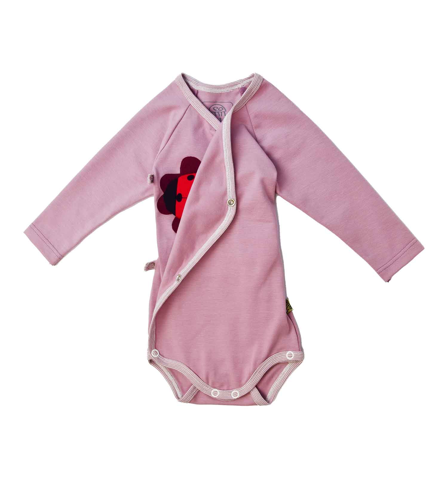 Baby Wickelbody in altrosa langarm Bio Baumwolle Ökotex