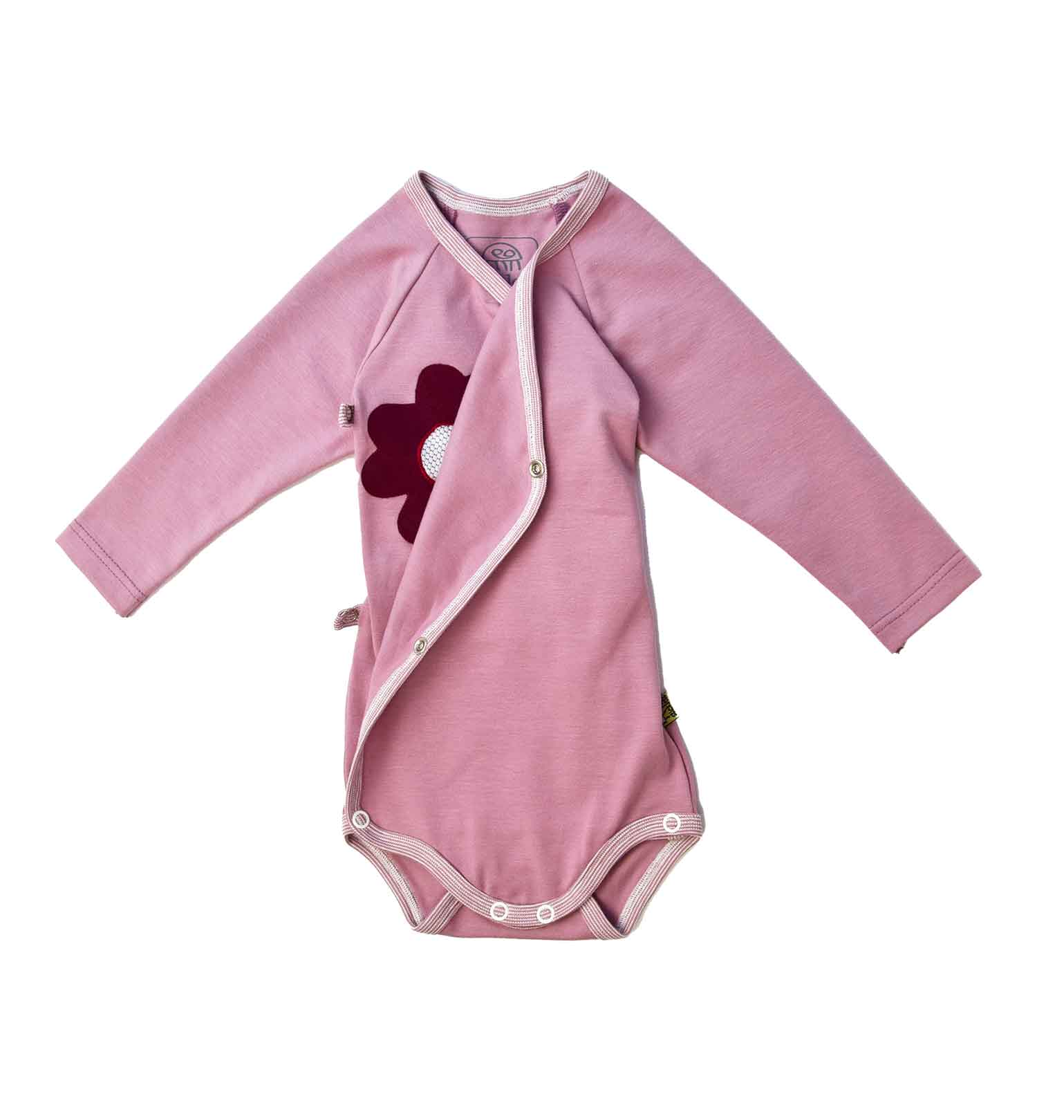 mitwachsender Baby Wickelbody in altrosa langarm Bio Baumwolle Ökotex