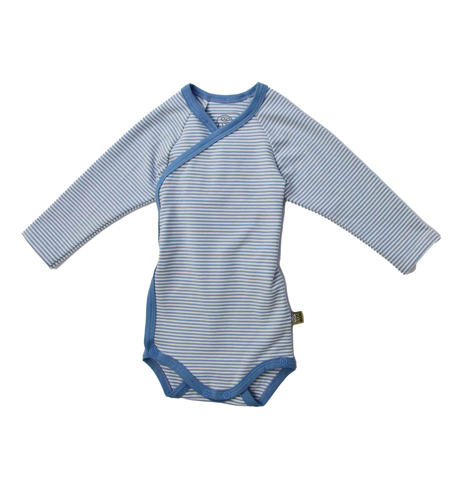 Baby Kleidung Set – bequem, pflegeleicht & liebevoll abgestimmt. Baby Wickelbody in hellblau gestreift