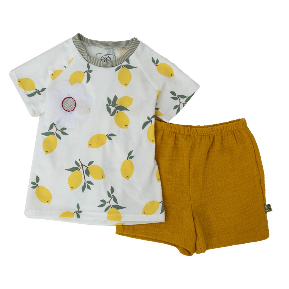 Baby Pyjama Zitrone – frisches Design, weich & MARY-kompatibel perfekte Sommerkombi