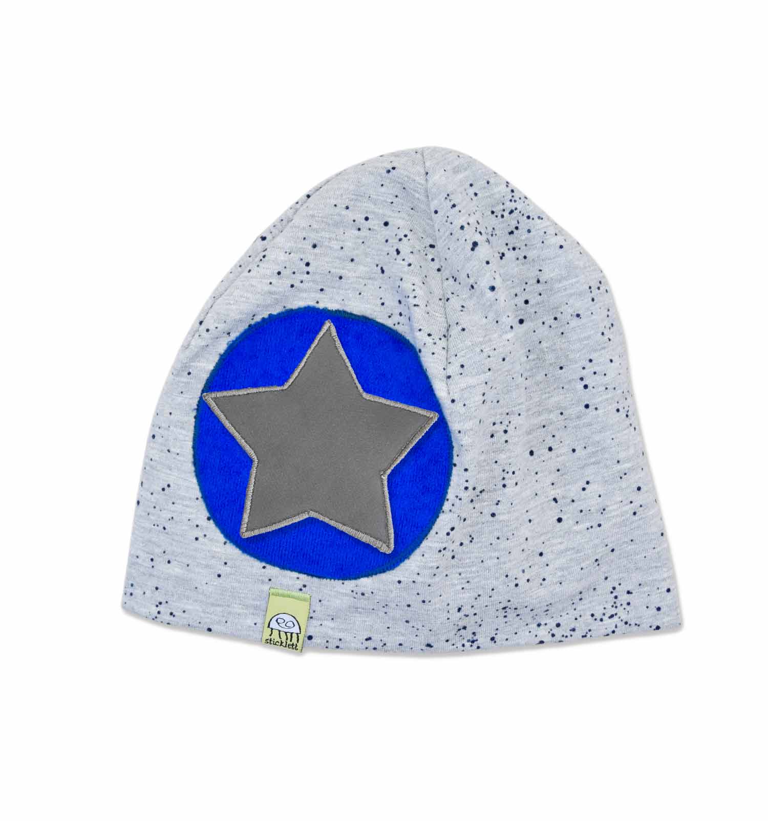 Beanie grau mit Punkten (glow-in-the-night-Effekt) | sticklett Online Store.