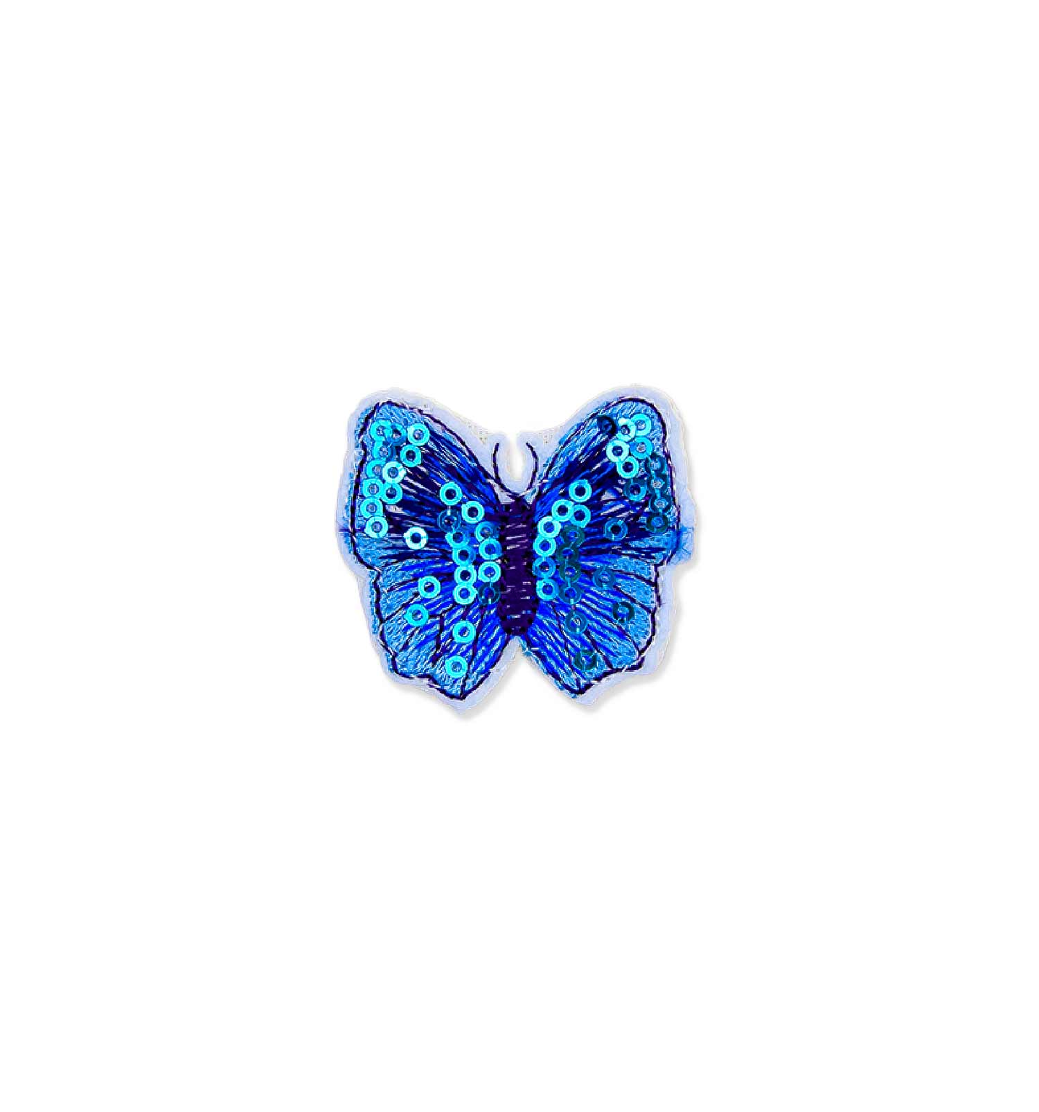 Prym Applikation Schmetterling selbstklebend aufbügelbar blau schwarz  70x57mm