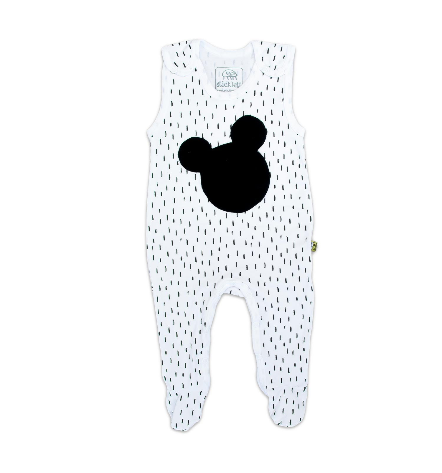 Baby-Strampler in weiß Mouse | sticklett Online Store.