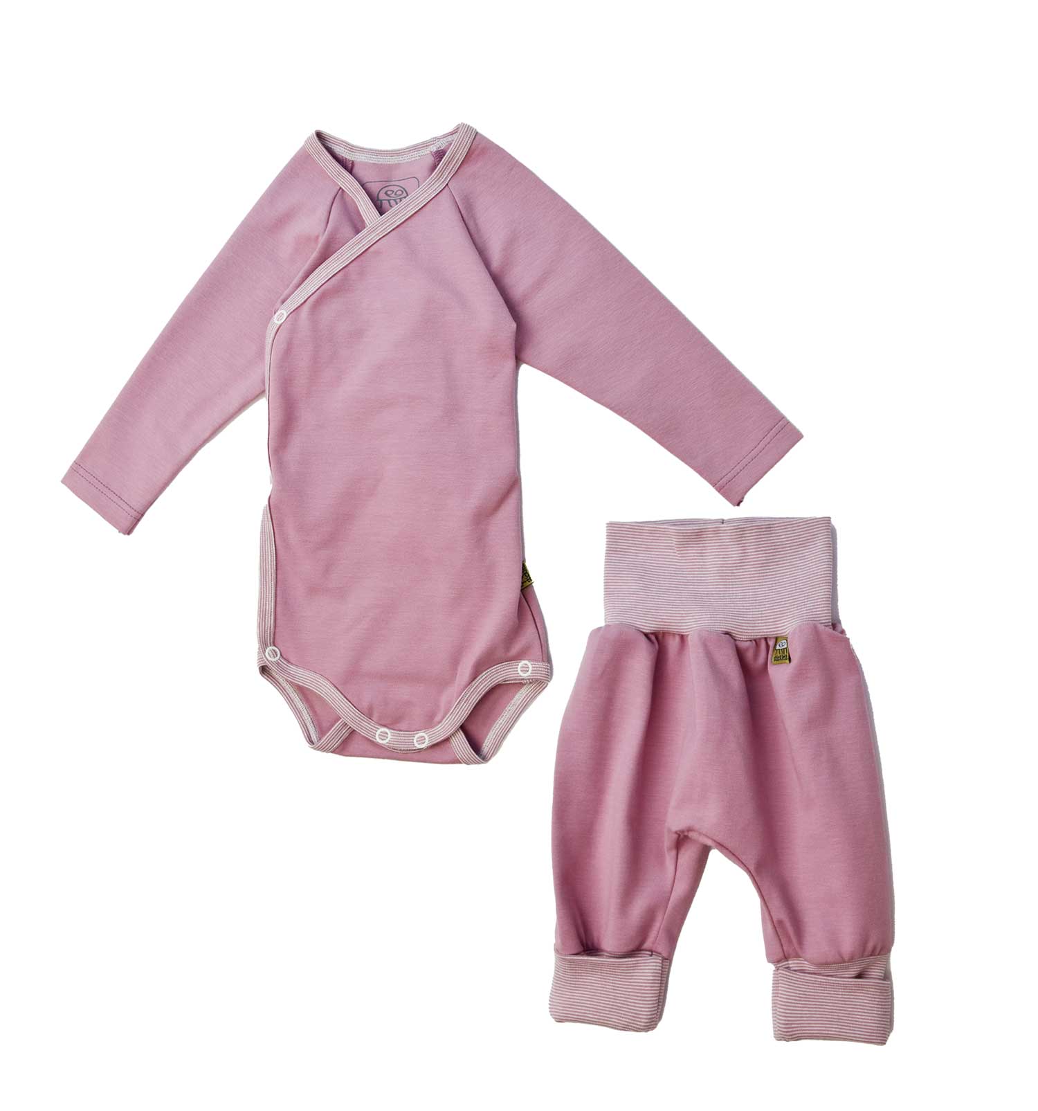 Bio Baby-Set Mädchen 2teilig altrose Wickelbody und Hose