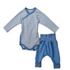 Bio Baby-Set Jungen 2teilig blau Wickelbody und Hose