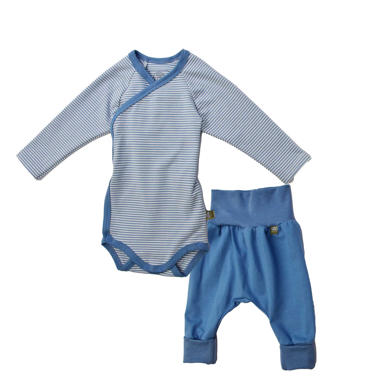 Bio Baby-Set Jungen 2teilig blau Wickelbody und Hose