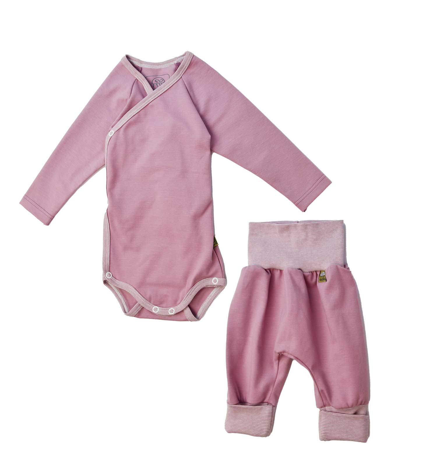 Bio Baby-Set Mädchen 2teilig altrose Wickelbody und Hose