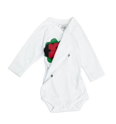 Baby Wickelbody langarm grau-rosa-blau