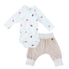 Baby Zweiteiler Wickelbody und Hose in beige Schmetterlinge