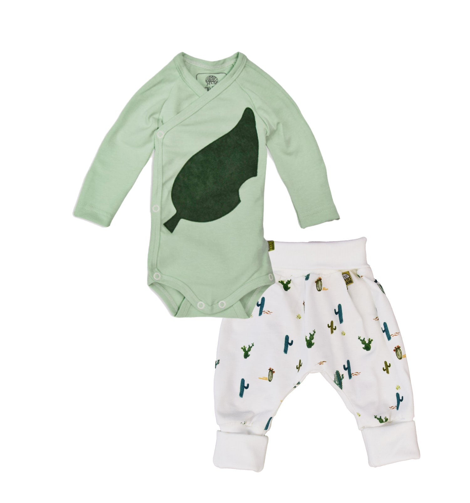 Baby Zweiteiler Wickelbody und Hose in mint