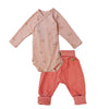 Baby Zweiteiler Wickelbody und Hose in peach apricot