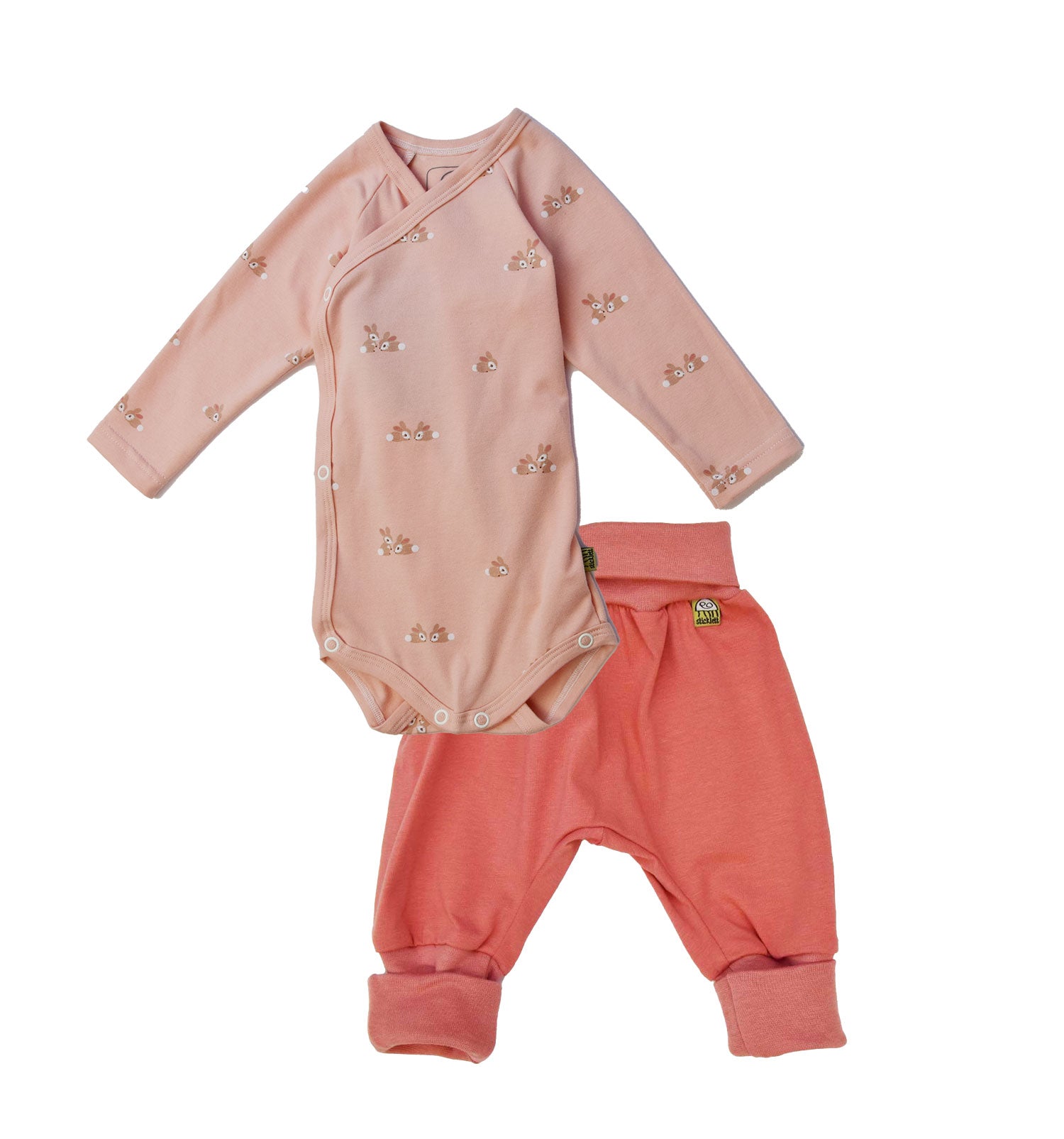 Baby Zweiteiler Wickelbody und Hose in peach apricot