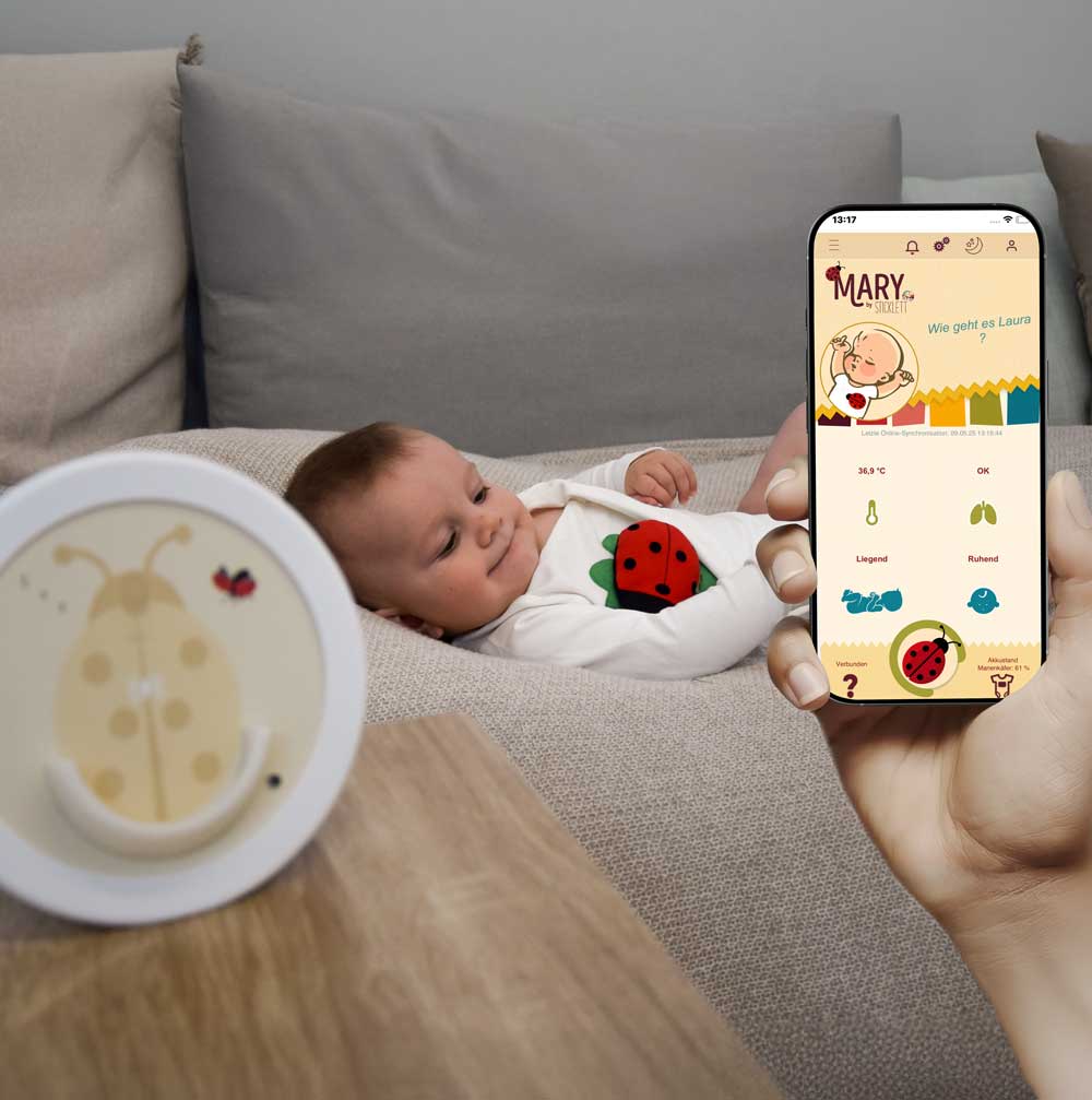 Baby-Sensor mit App – überwacht Atmung & Temperatur unauffällig erkennt SIDS oder Fieberkrampf oder sogar Schlafwandeln bei Kindern 