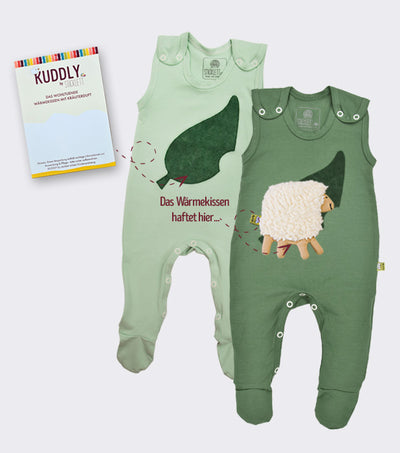 3-teiliges Erstlingsset aus Bio Baumwoll-Jersey in mint und oliv