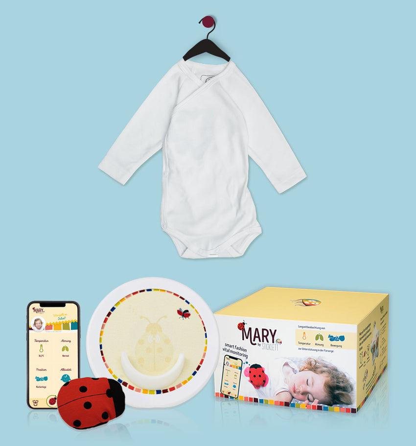 Baby Überwachung smarter Marienkäfer mit Kleidung Newborn Edition Geschenk zur Geburt Baby monitor mit Babyphone, Atemüberwachung und Temperaturmessen für Schlafwandeln 