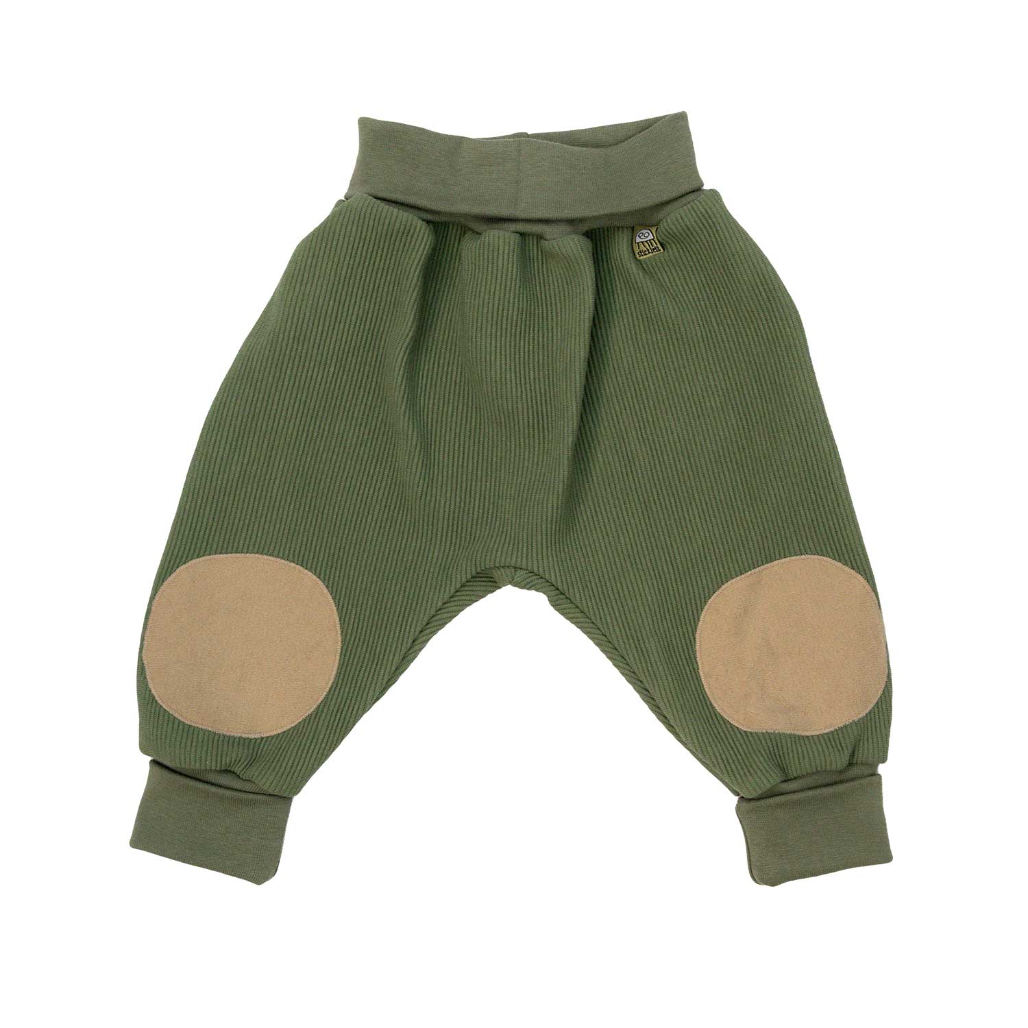Bio Cord Baby Krabbelhose in Salbeigrün aus weichem Stoff perfekt zum Krabbeln lernen 