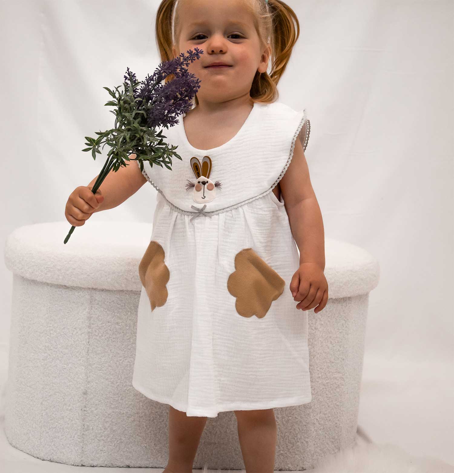 Musselin Kleid Baby Kleinkind weiß