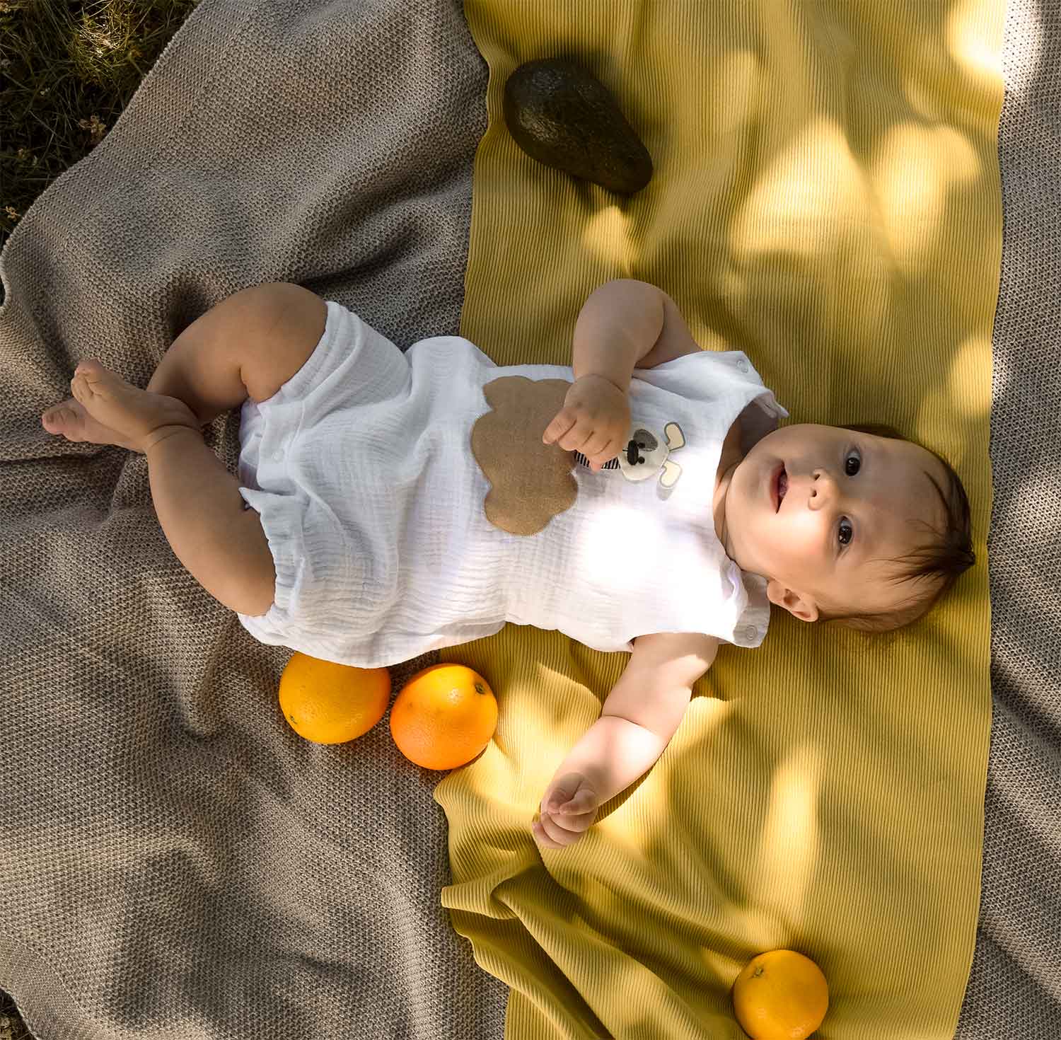 Baby Overall kurz aus Musselin weiß