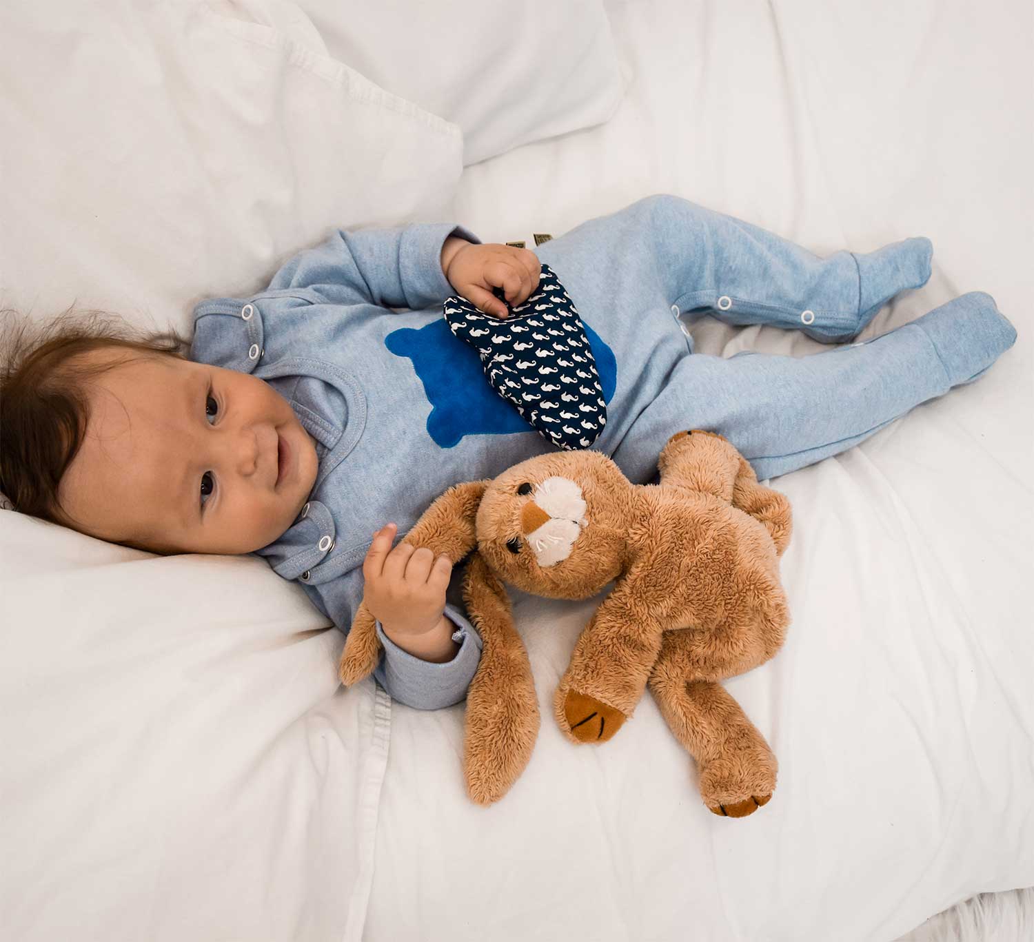 Baby Strampler Junge in hellblau