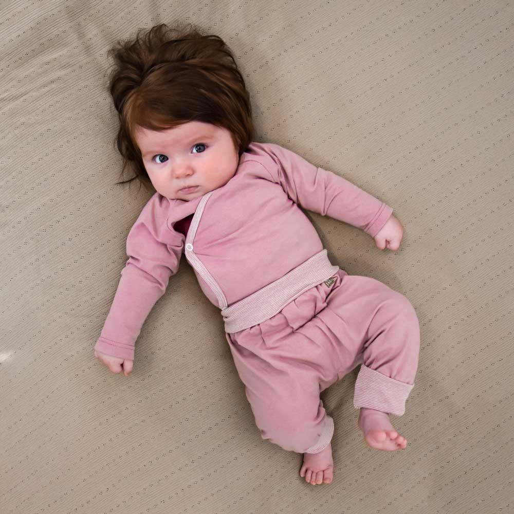 Bio Baby-Set Mädchen 2teilig altrose Wickelbody und Hose