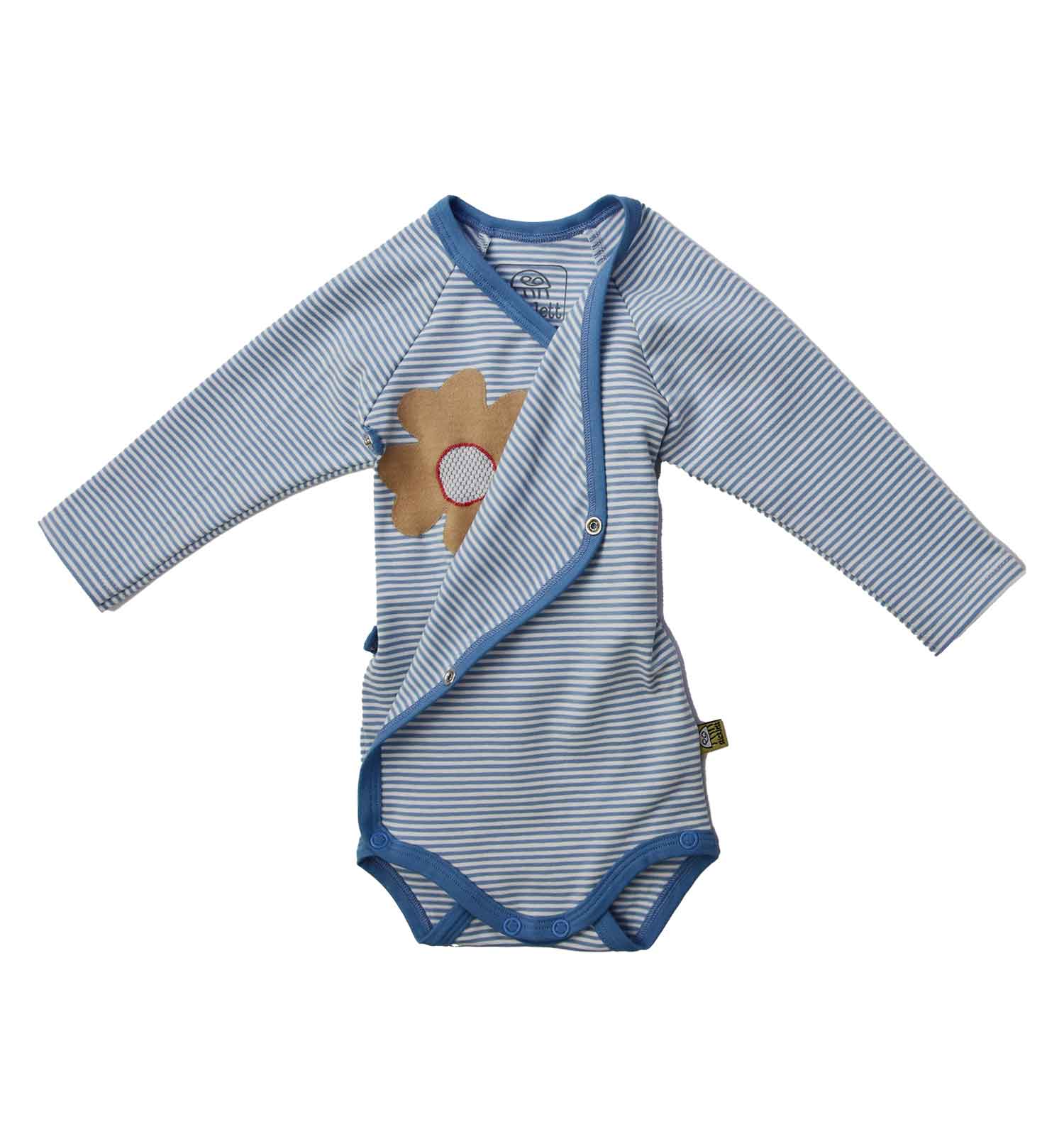 Bio Baby Wickelbody langarm in blau gestreift mit blaue Ringelstreifen