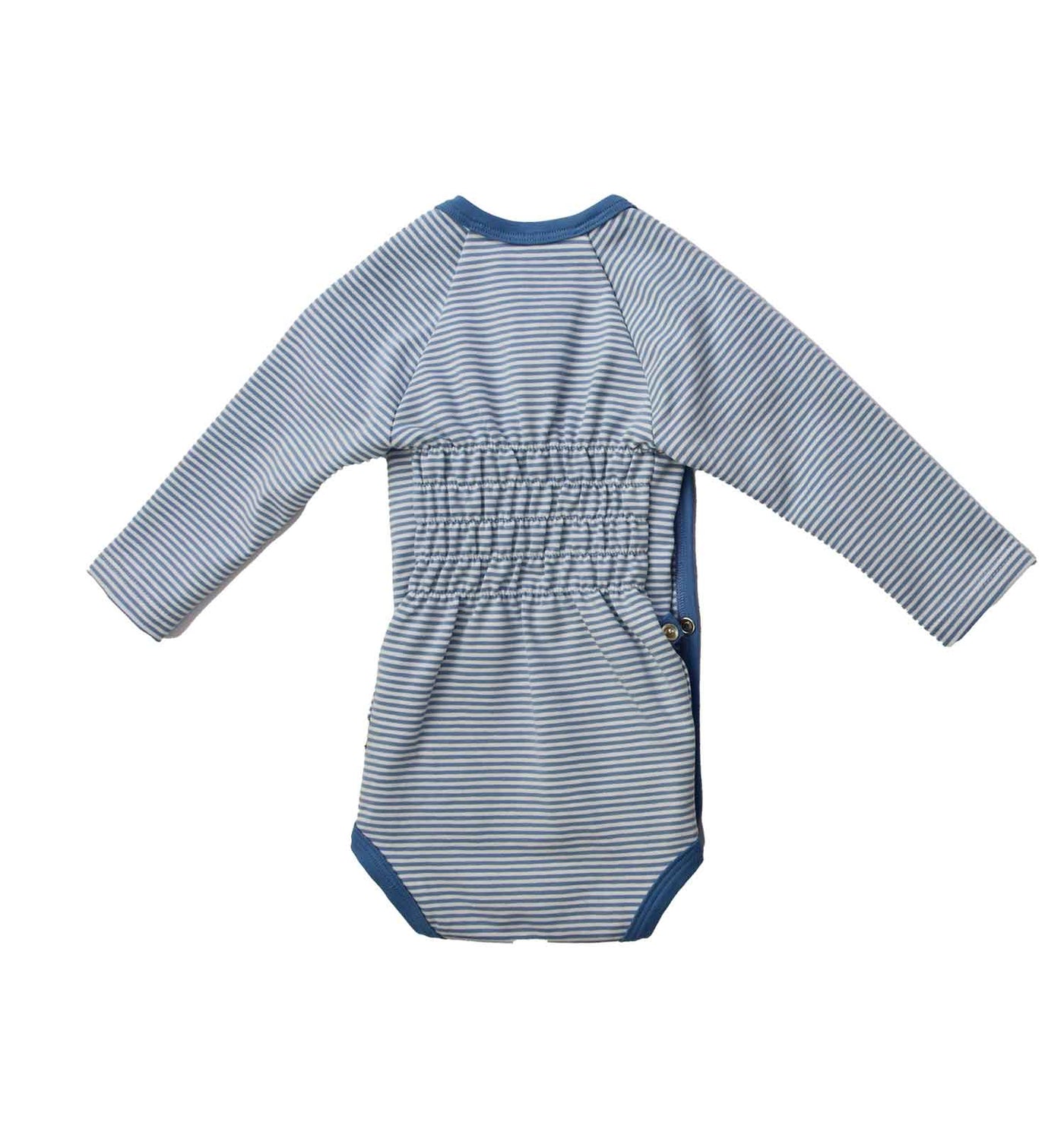 Baby Wickelbody langarm butterfly - blau gestreift