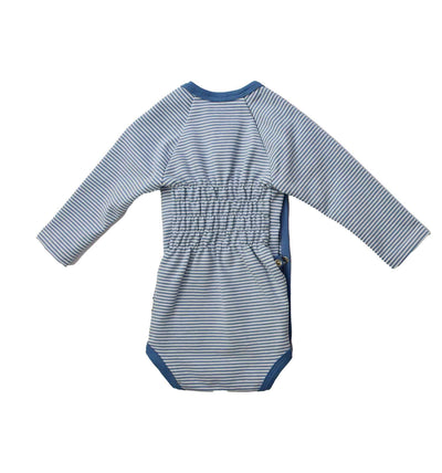Baby Wickelbody langarm butterfly - blau gestreift