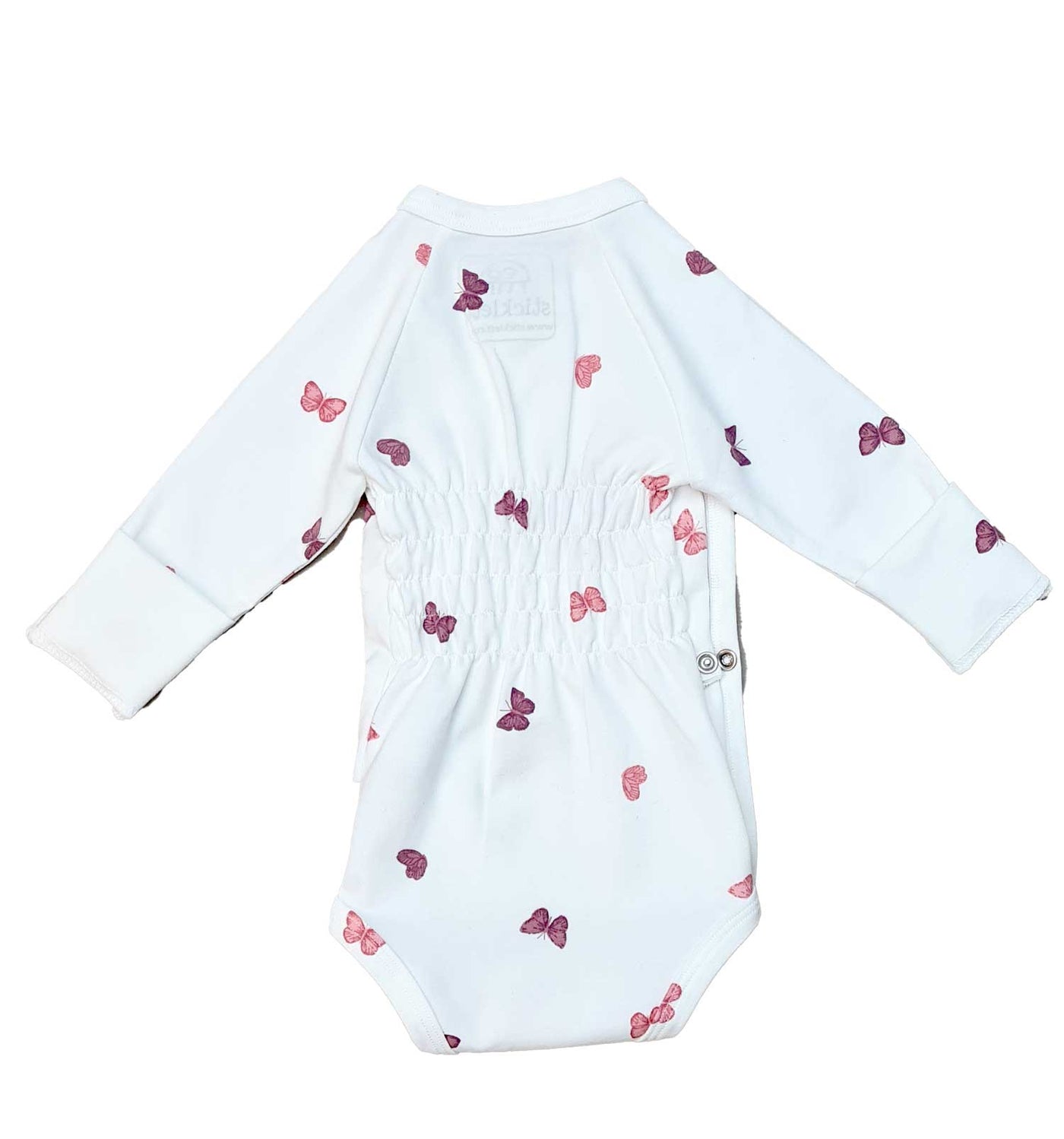 Baby Wickelbody langarm butterfly - blau gestreift