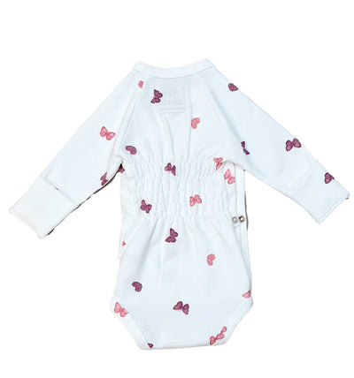 Baby Wickelbody langarm butterfly - blau gestreift