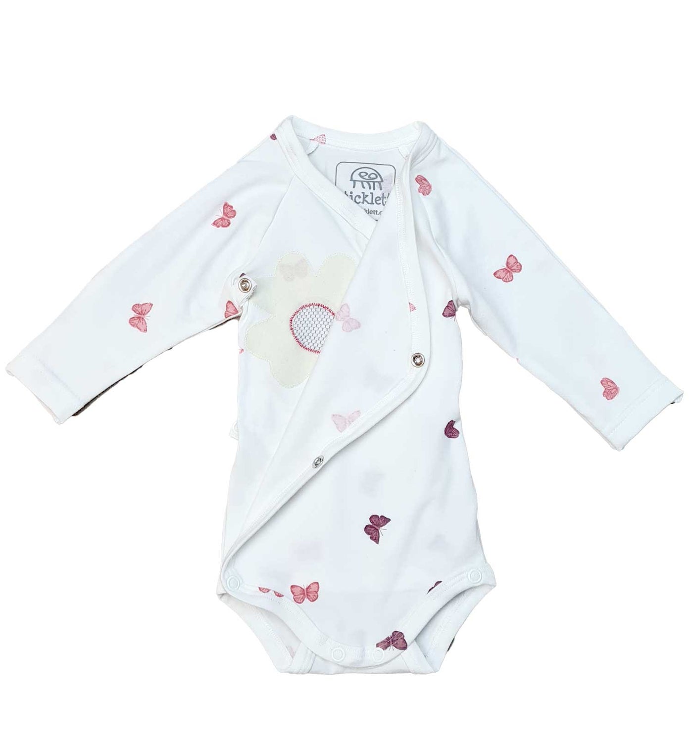 Baby Wickelbody langarm butterfly - blau gestreift