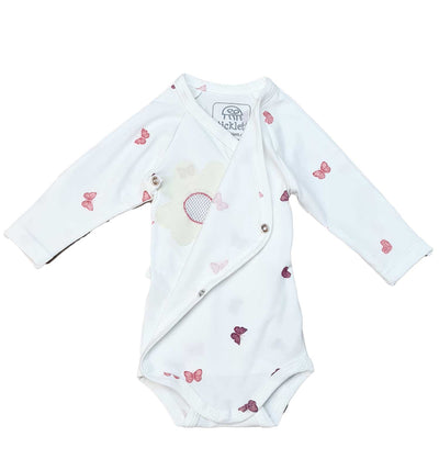 Baby Wickelbody langarm butterfly - blau gestreift