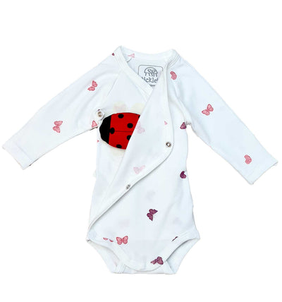 Baby Wickelbody langarm butterfly - blau gestreift