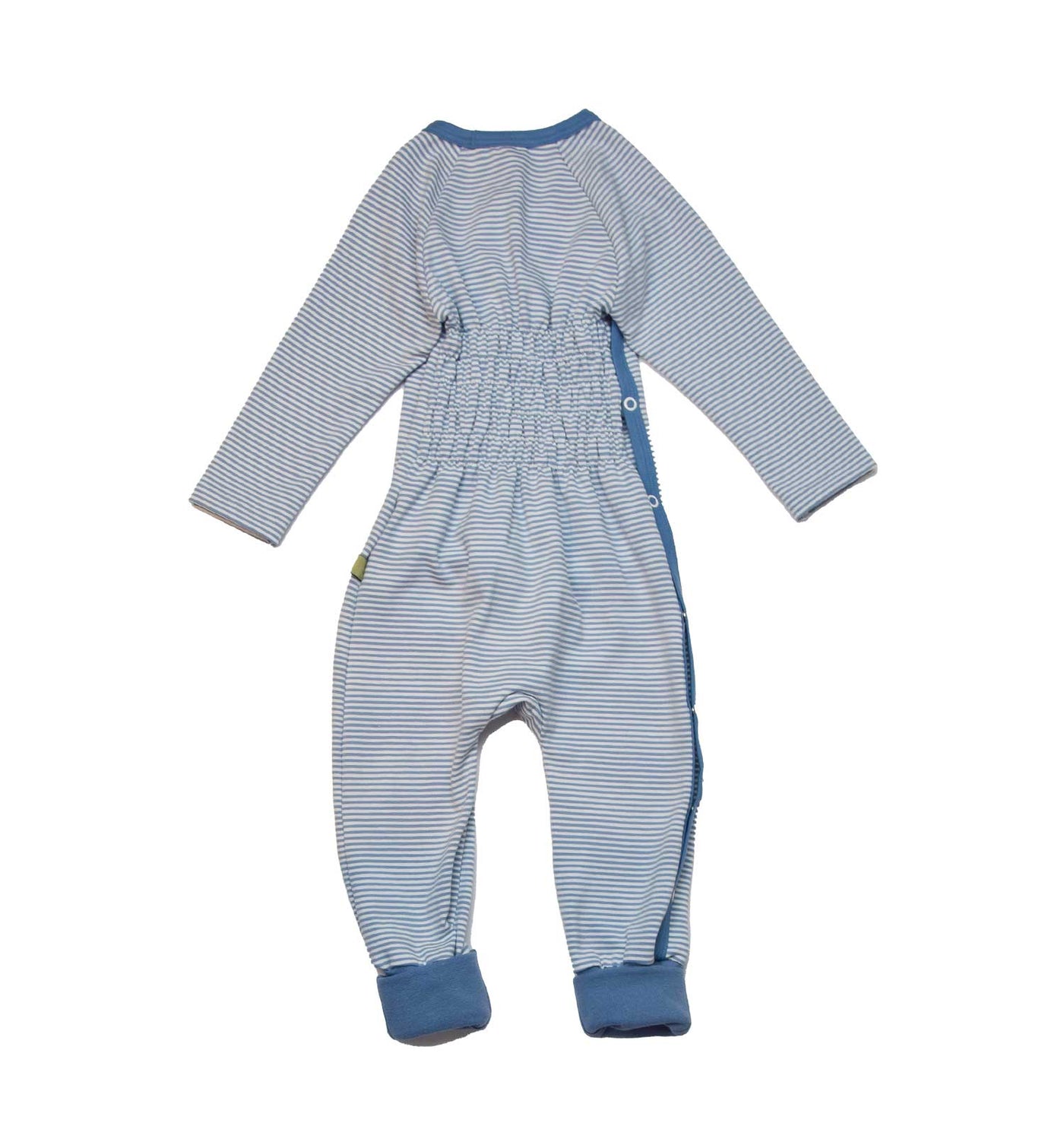 Baby Wickelstrampler Schlafanzug in Eisblau aus Biobaumwolle