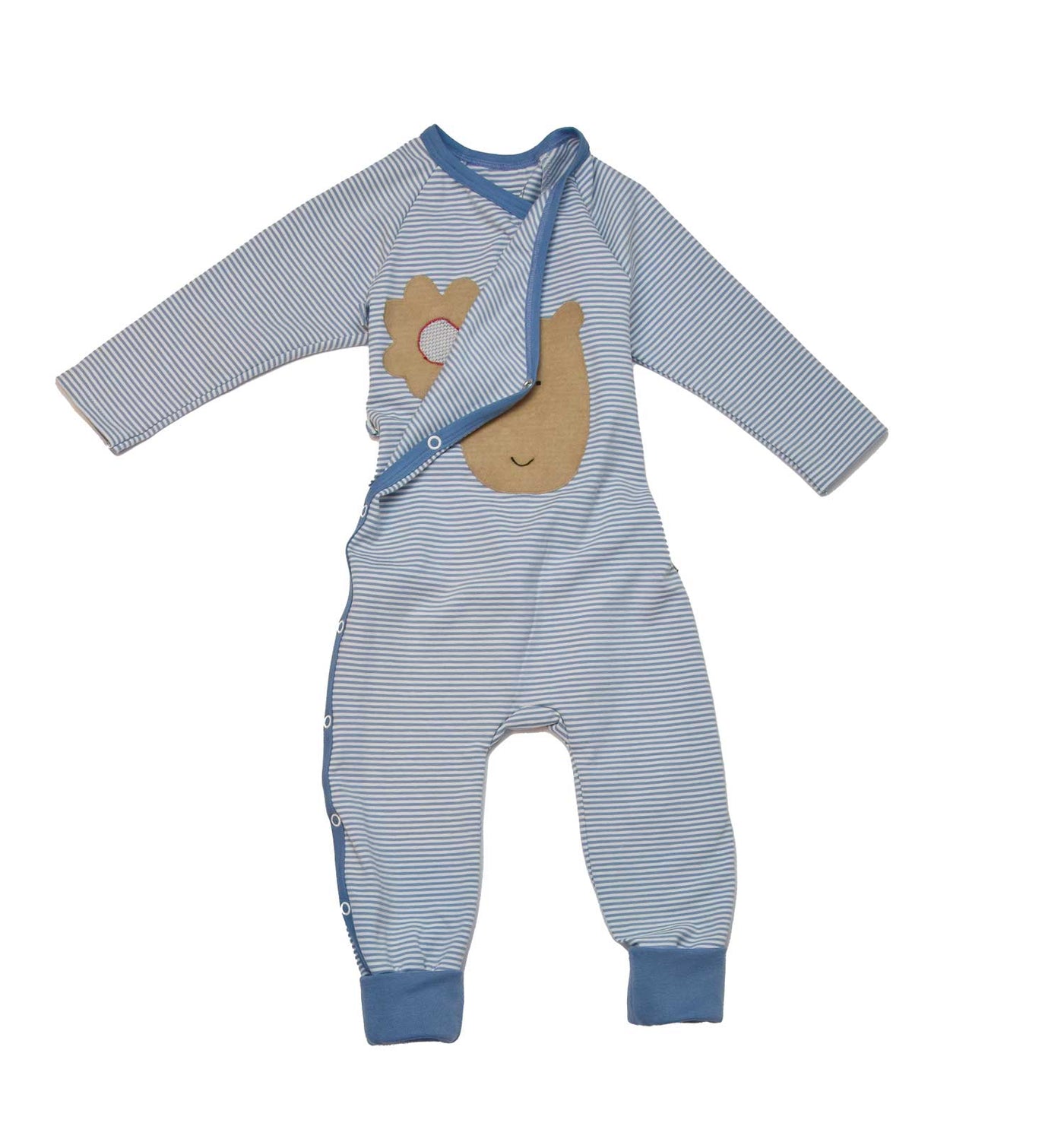 Baby Wickelstrampler Schlafanzug in Eisblau aus Biobaumwolle