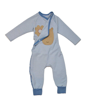 Baby Wickelstrampler Schlafanzug in Eisblau aus Biobaumwolle