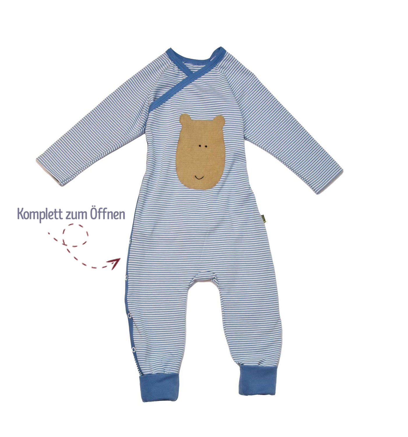 Baby Wickelstrampler Schlafanzug in Eisblau aus Biobaumwolle