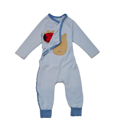 Baby Wickelstrampler Schlafanzug in Eisblau aus Biobaumwolle