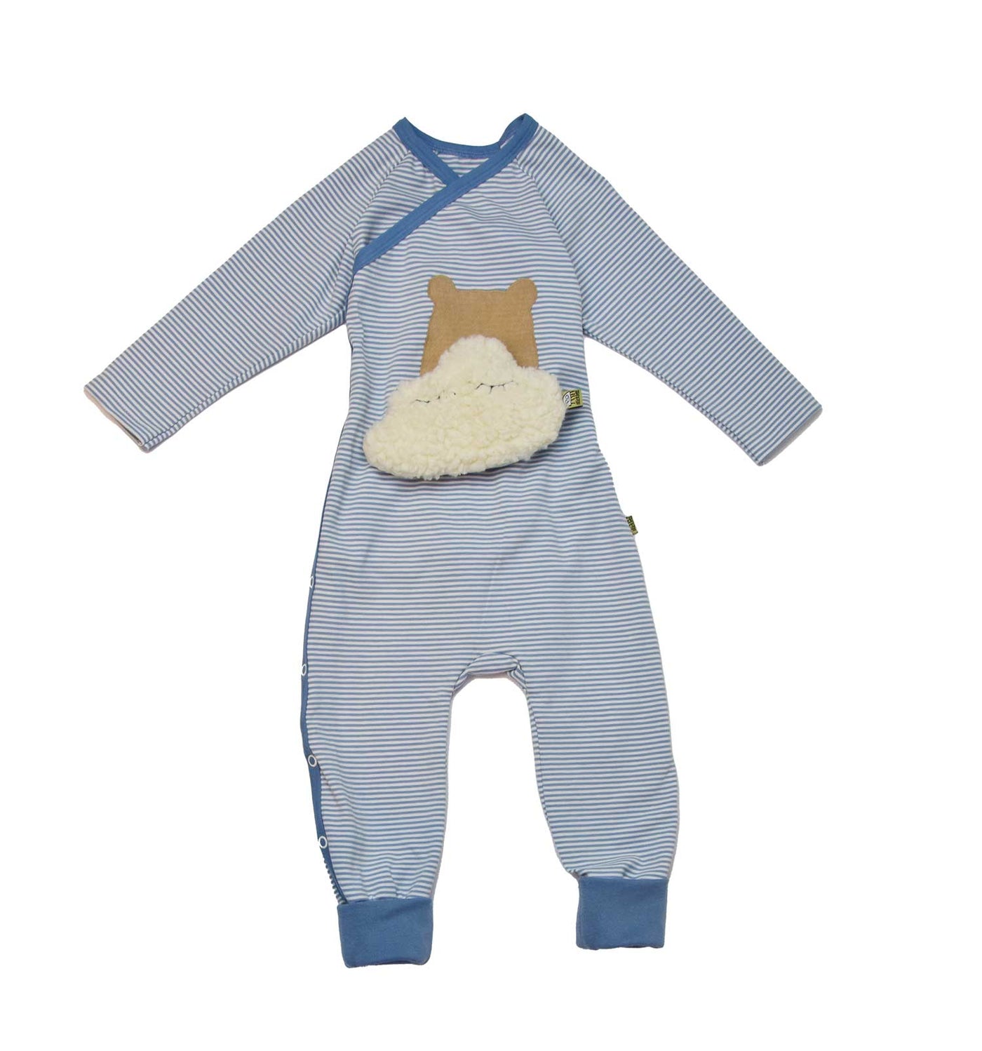 Baby Wickelstrampler Schlafanzug in Eisblau aus Biobaumwolle