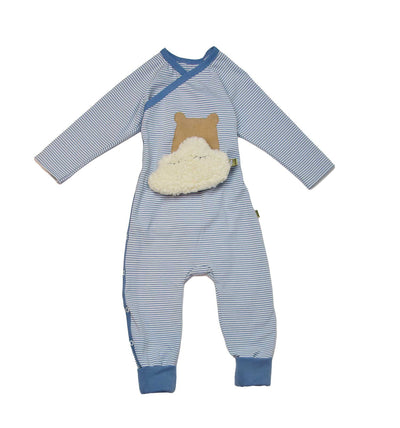 Baby Wickelstrampler Schlafanzug in Eisblau aus Biobaumwolle