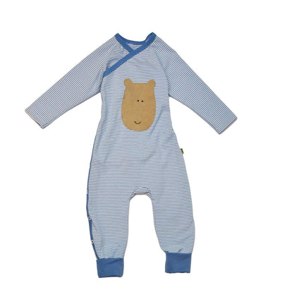 Baby Wickelstrampler Schlafanzug in Eisblau aus Biobaumwolle