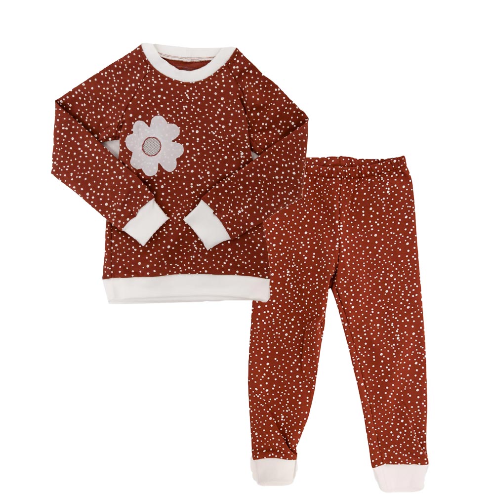 Kinder Pyjama Dots rostrot langarm