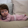 Baby Set Zweiteiler mit Wickelbody und Hose in lilac altrose