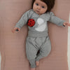 Baby Zweiteiler Wickelbody und Hose in hellgrau