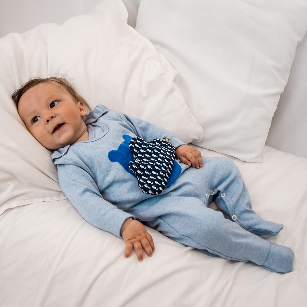 3-teiliges Newborn-Set in Blau: Wickelbody, Strampler & Wärmekissen – perfekt für Jungen & kompatibel mit MARY by sticklett