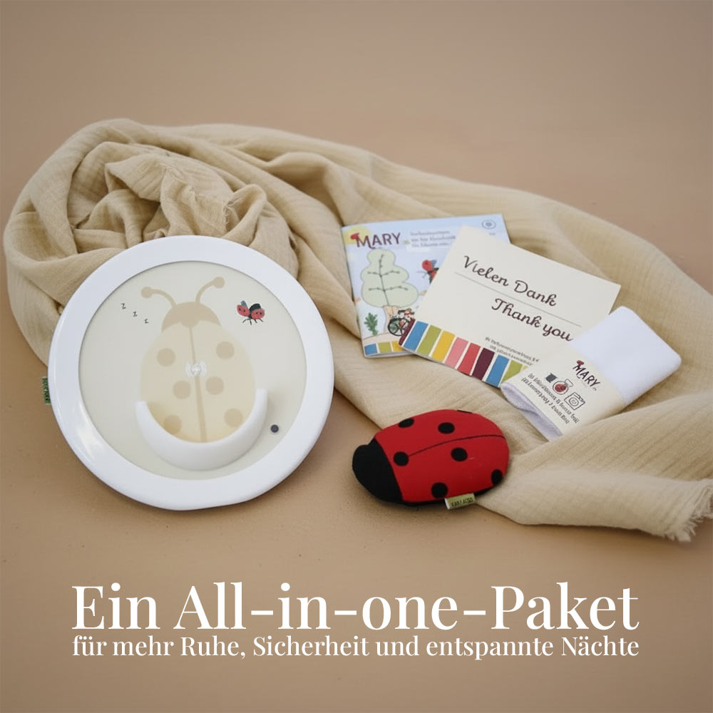 Atemüberwachung Baby mit Temperaturanzeige – MARY by sticklett MOON Babysensor im Marienkäfer Design