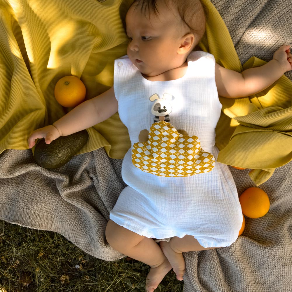 Musselin Overall für Babys – perfekter Sommerstoff, kompatibel mit rubby Pads & Wärmekissen, ideal als Geschenk für Kindergeburtstage