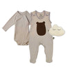 Beige Baby-Erstausstattung – 3-teiliges Set aus weichen Materialien