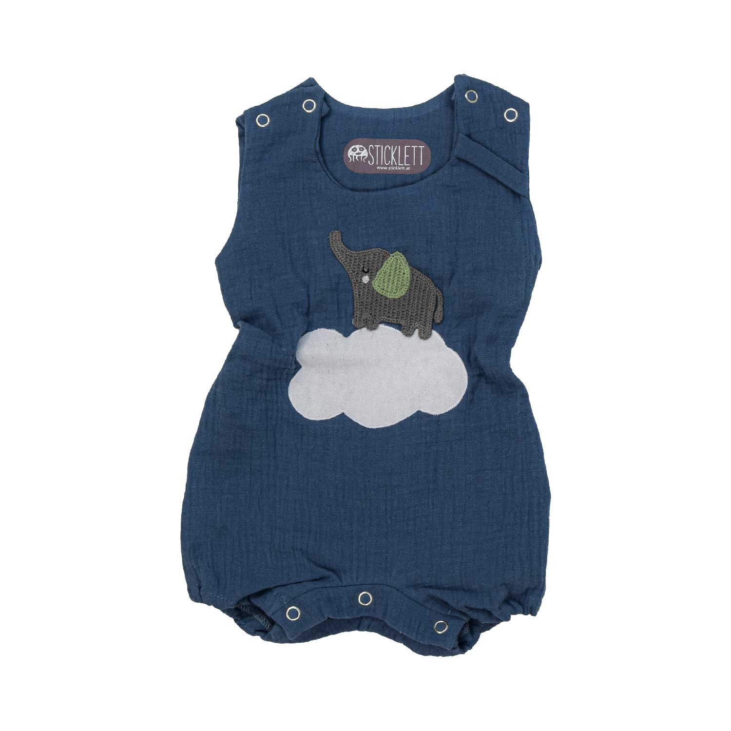 Baby Overall kurz aus Musselin blau